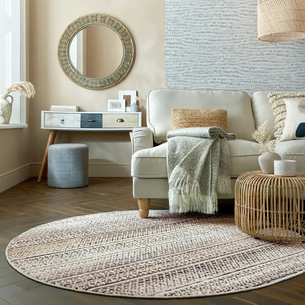 Covor bej rotund 140x140 cm Camino – Flair Rugs
