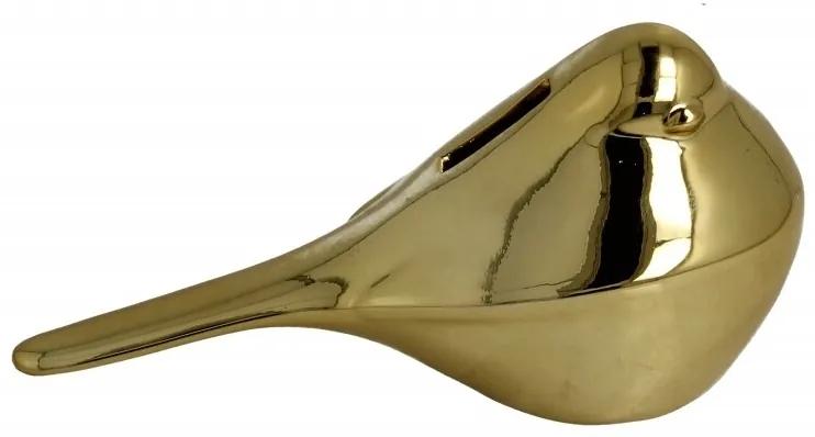 Pusculita Bird, Duo, 8 cm, ceramica, auriu