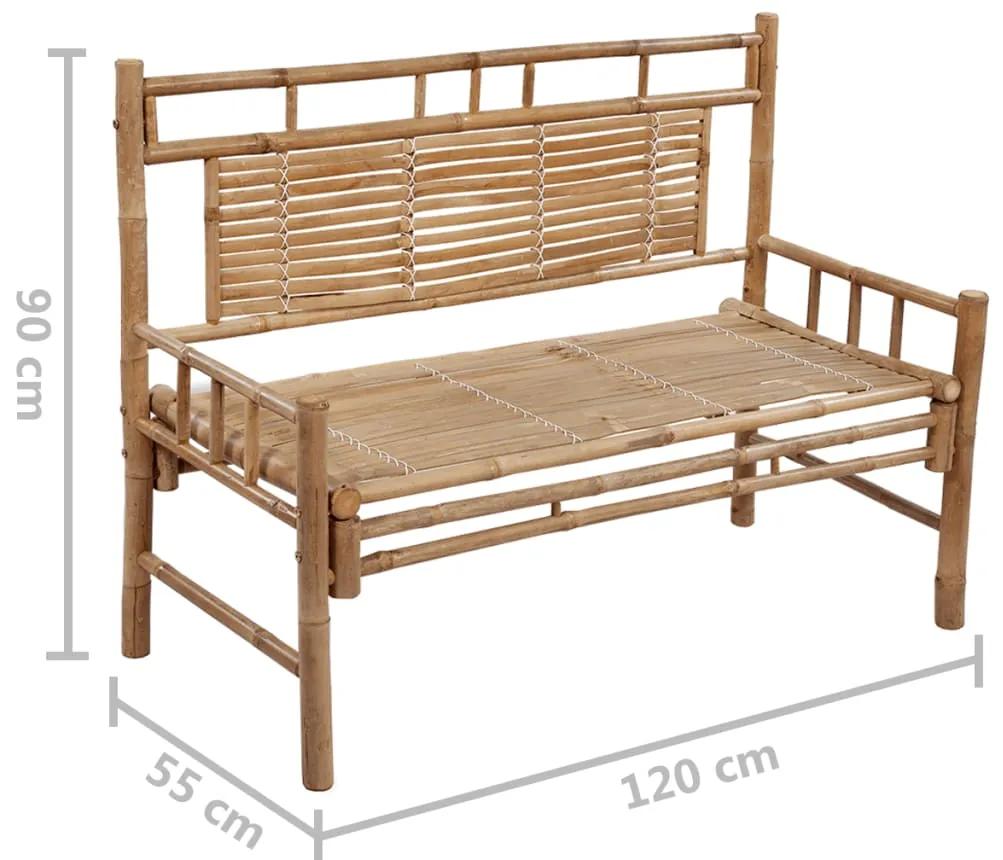 Banca de gradina cu perna, 120 cm, bambus model gri carouri, 120 x 50 x 4 cm, 1, 1