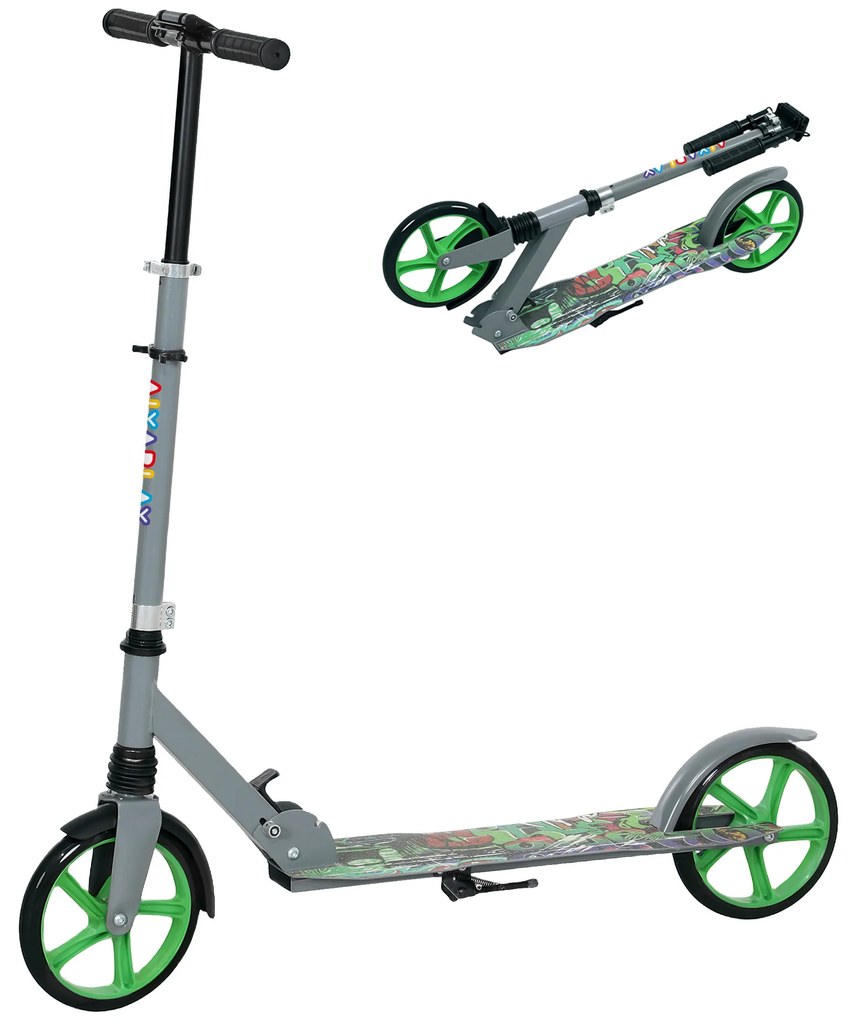 AIYAPLAY Trotinetă copii 6-12 ani, trotinetă pliabilă cu 2 roți, reglare în înălțime, pentru fete și băieți, scooter verde | Aosom Romania