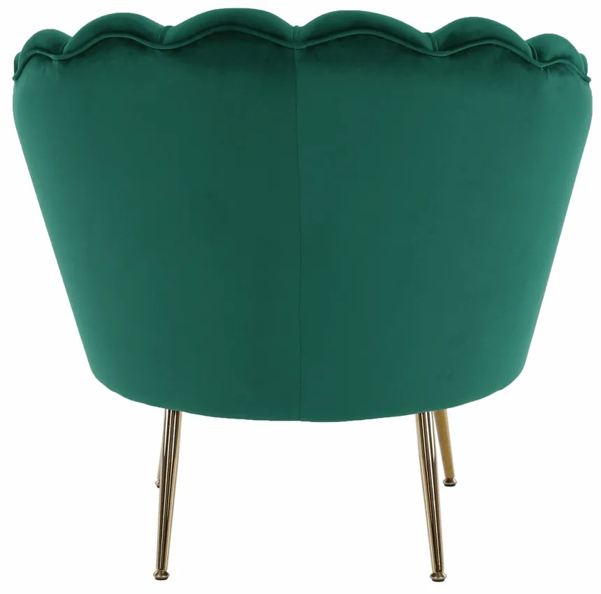 Fotoliu în stil Art-deco, catifea Velvet smarald/crom auriu, NOBLIN