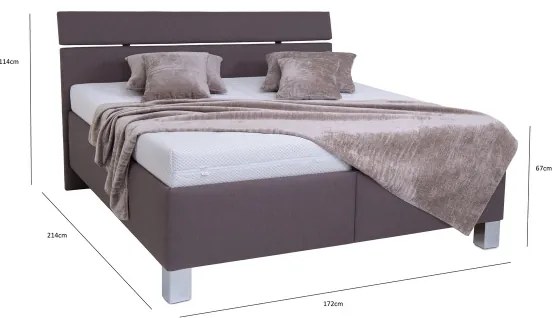 Pat tapițat ALIS 160x200 cm cu saltea și spațiu de depozitare, maro