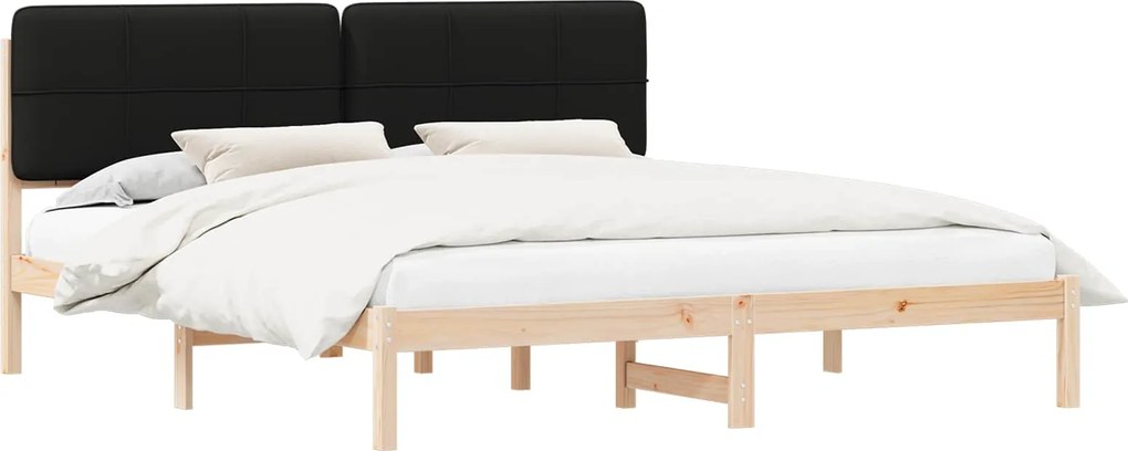 vidaXL Cadru de pat cu tăblie tapițată cu headboard Negru 180 x 200 cm