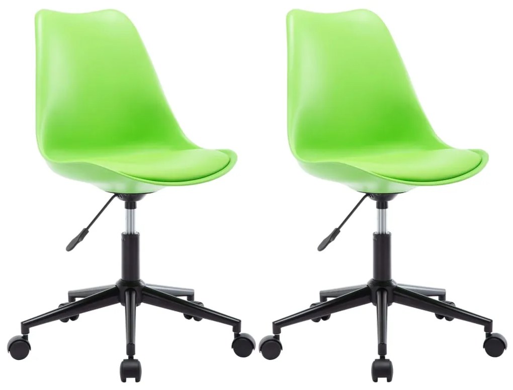 246781 vidaXL Scaune de bucătărie pivotante, 2 buc. verde, piele artificială