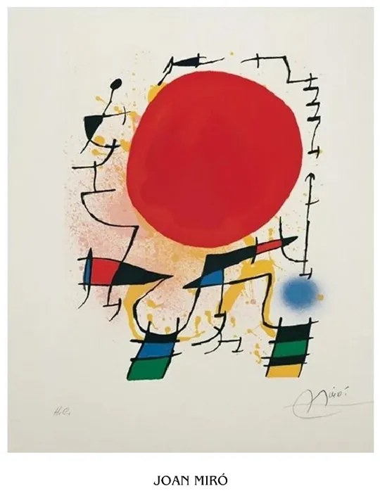 Imprimare de artă The Red Sun, Joan Miró