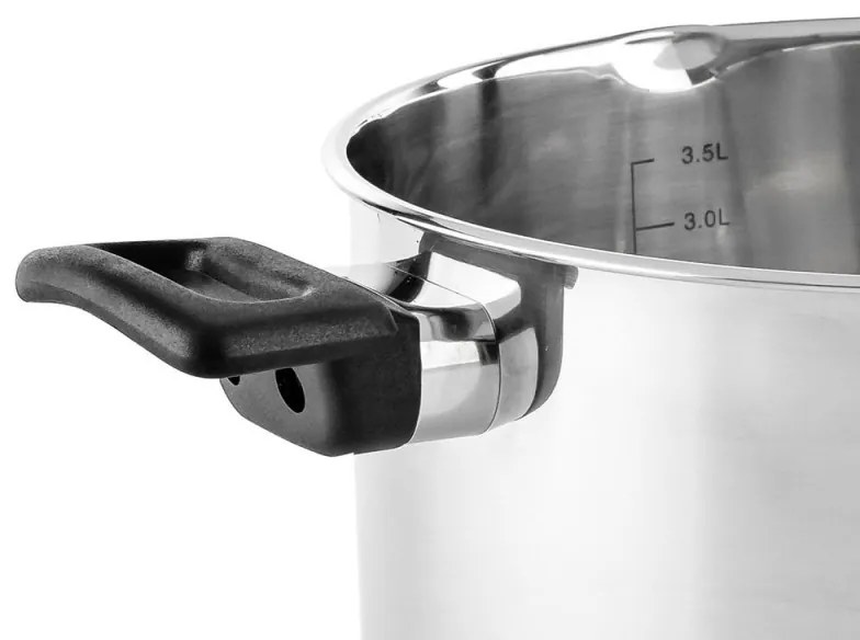 Cratiță Luigi Ferrero Sophia FR-3403, 20x11 cm, 3.2 l, Oțel 18/10, Capac din sticlă, Inducție, Inox