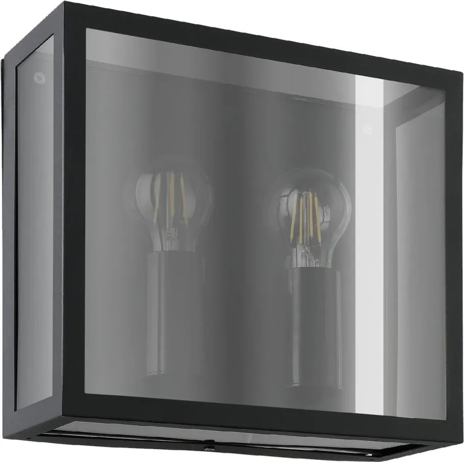 Eglo 31566 - Aplică de perete pentru exterior ALAMONTE SMOKE 2xE27/40W/230V IP44 neagră
