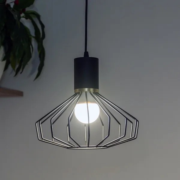 Lampă suspendată pe cablu SOLANO 1xE27/15W/230V negru/auriu