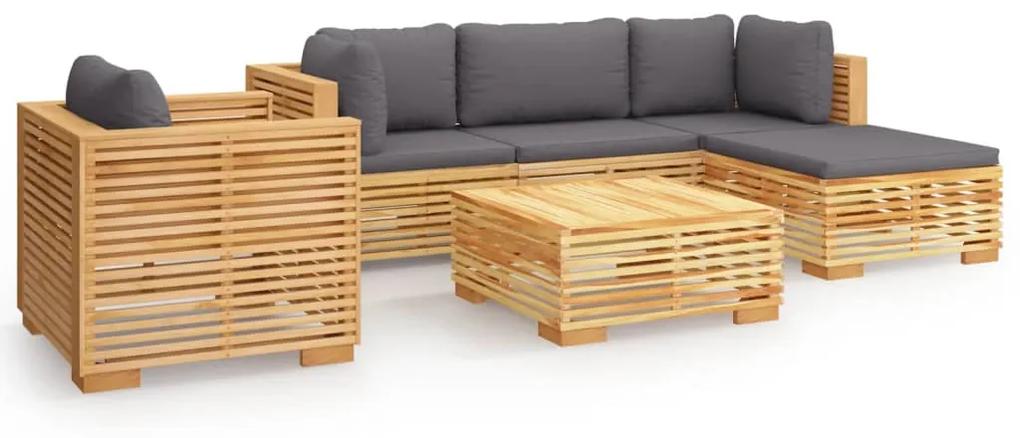 3100858 vidaXL Set mobilier grădină cu perne, 6 piese, lemn masiv de tec