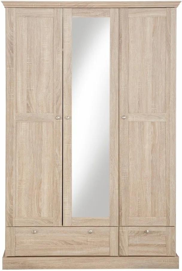 Șifonier cu 3 uși și oglindă cu model de stejar Støraa Bruce