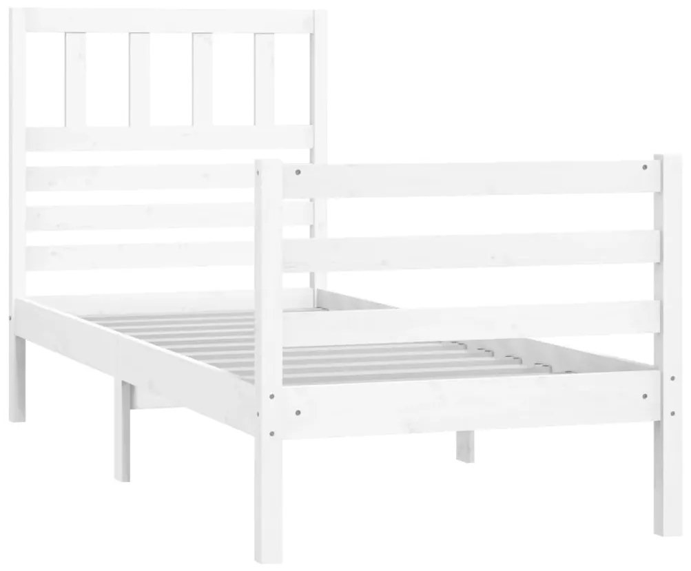 Cadru de pat, alb, 90x200 cm, lemn masiv Alb, 90 x 200 cm