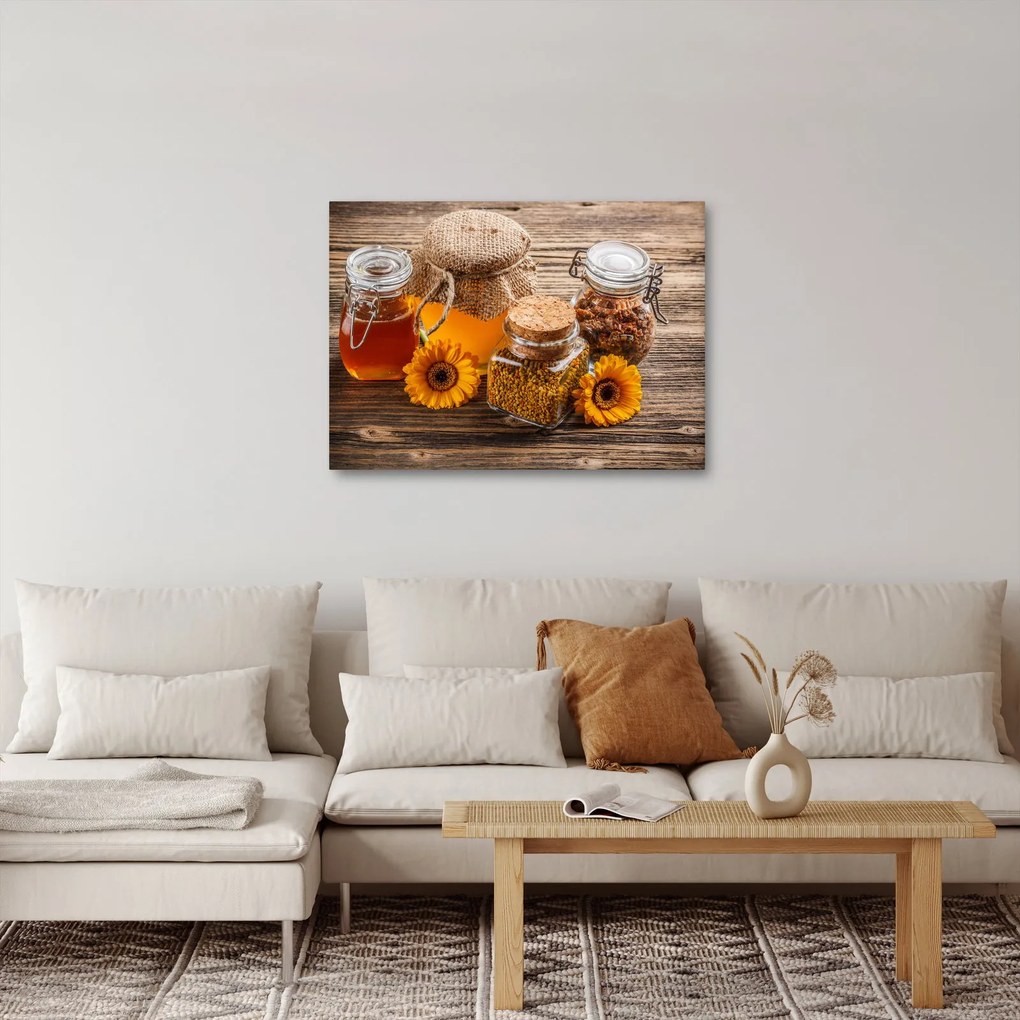 Tablou - Natura morta cu borcane de miere (70x50 cm)