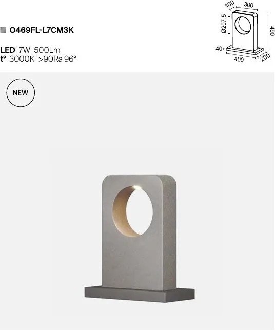 Stalp exterior LED IP65 Betone H-49cm