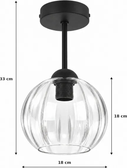 BRILAGI - lustra LED aplicată RETRO GLASS 1xE27/60W/230V Ø 18 cm negru/transparent