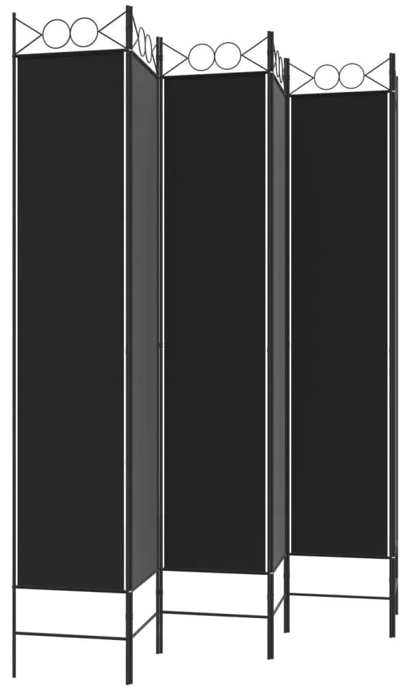 Paravan de camera cu 6 panouri, negru, 240x220 cm, textil