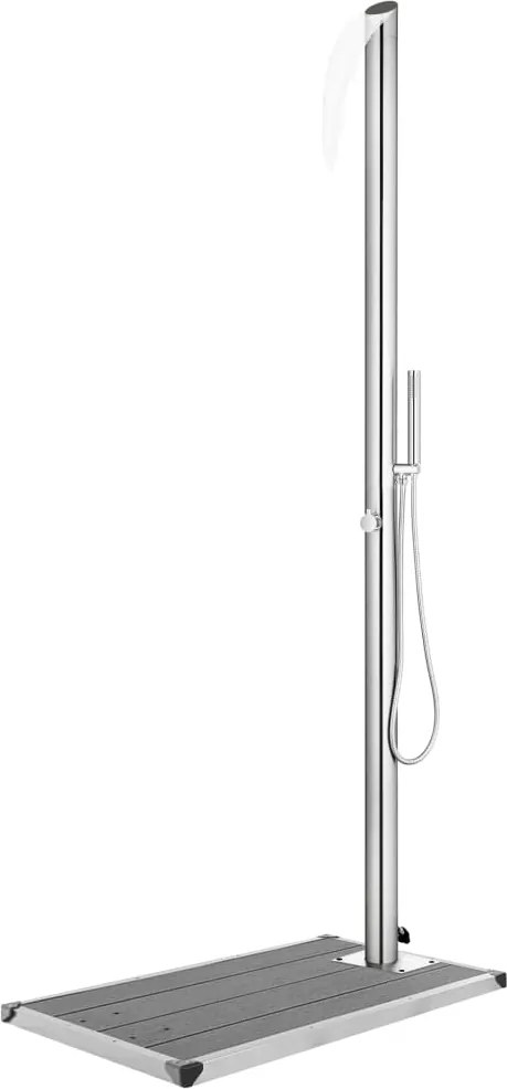 vidaXL Duș de grădină cu bază gri, 225 cm, oțel inoxidabil