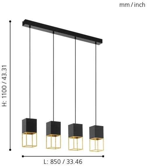 Eglo 97734 - Lustră LED pe cablu MONTEBALDO 4xGU10/5W/230V