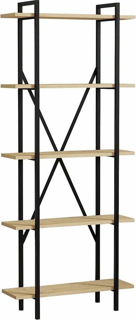 Etajera KINDER, stejar/negru, PAL melaminat, 72x25x170 cm