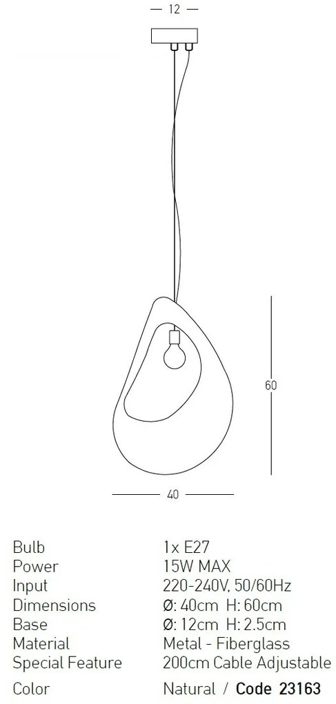 Pendul design modern decorativ FIBERGLASS D-40cm