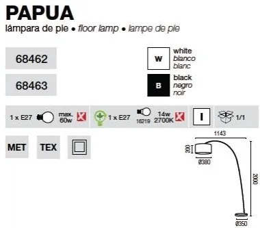 Lampadar, lampa de podea Papua 68462