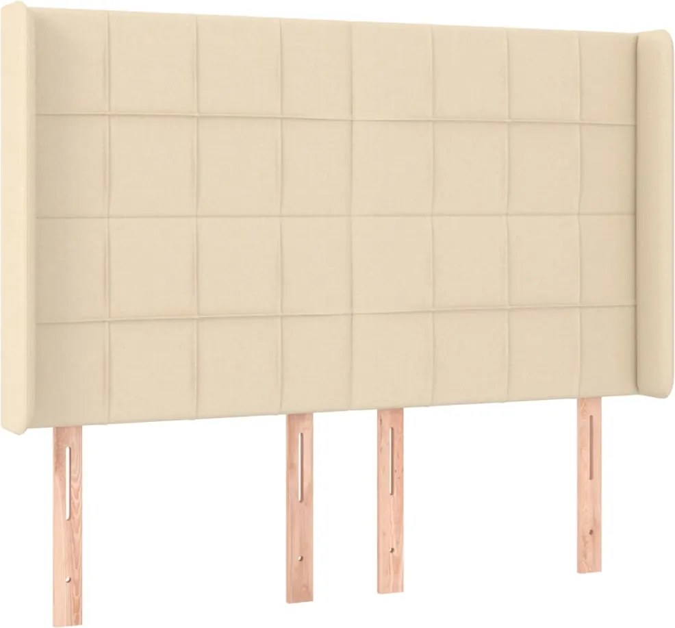 vidaXL Tăblie de pat cu aripioare, crem, 147x16x118/128 cm, textil