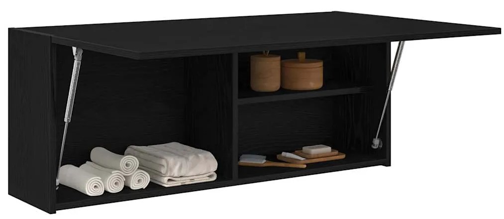 860104 vidaXL Dulap de perete de baie, negru, 100x25x40 cm, lemn prelucrat