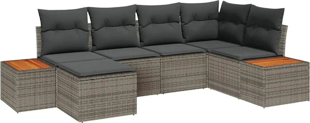 vidaXL Set de canapele pentru grădină cu pernă 6 pcs Gri poliratan