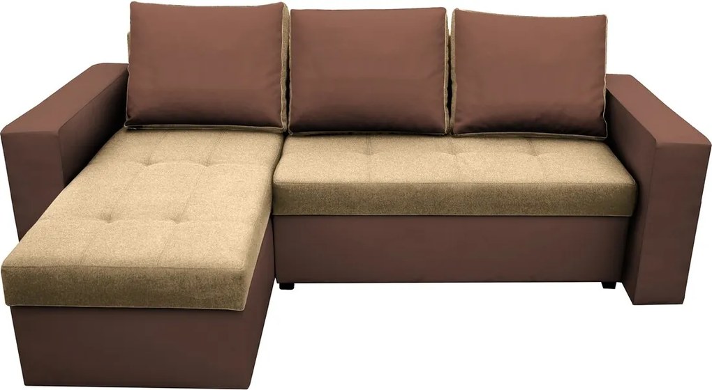 Coltar extensibil Toledo, 226x145x79 cm, 2 lazi depozitare, Reversibil, Maro/Crem