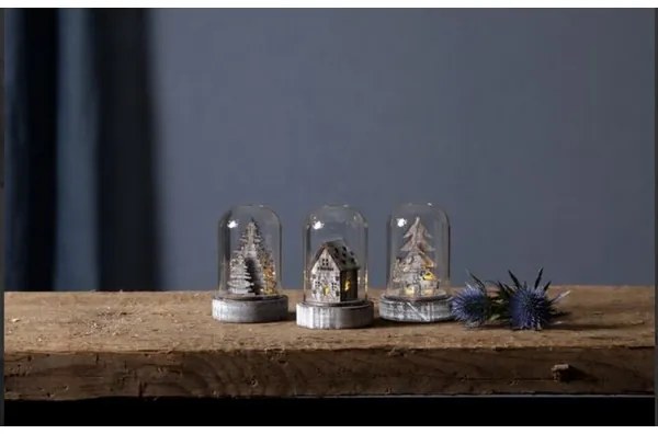 SET 3x decorațiune LED de Crăciun KUPOL 1xLED/0,06W/1xCR2032 maro Eglo 410046