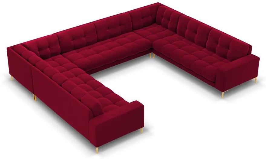 Coltar 9 locuri Bali velvet/picioare gold – L327 x l256 x h75