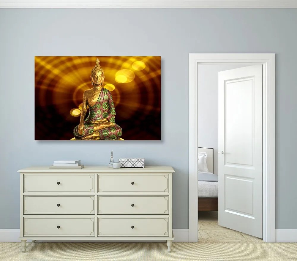 Tablou statuia a lui Budha pe fundal abstract