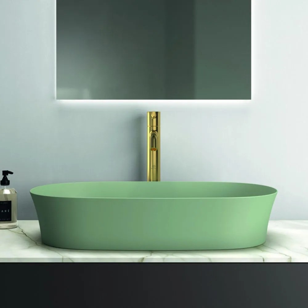 Lavoar pe blat verde lucios 60 cm, oval, fara preaplin, Ideal Standard Ipalyss Verde lucios