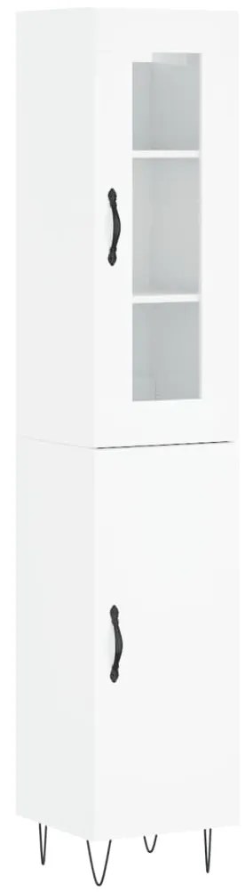3199203 vidaXL Dulap înalt, alb extralucios, 34,5x34x180 cm, lemn prelucrat