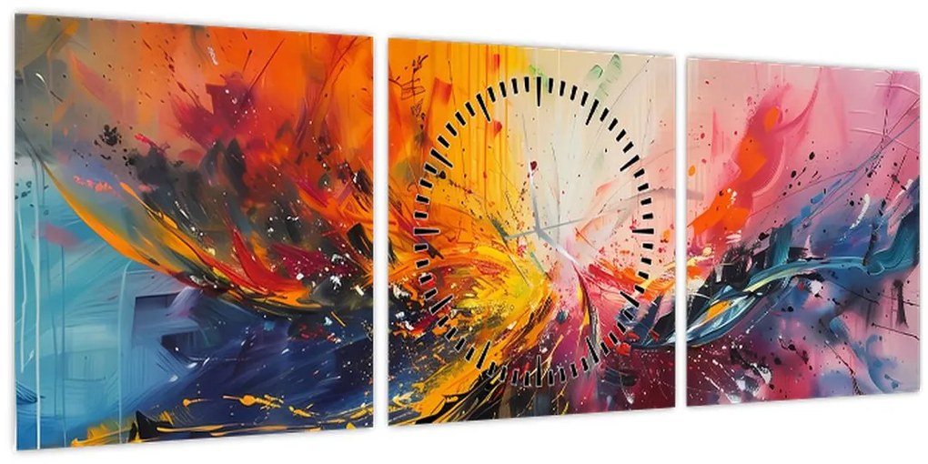 Tablou - Abstracție de culoare (cu ceas) (90x30 cm)