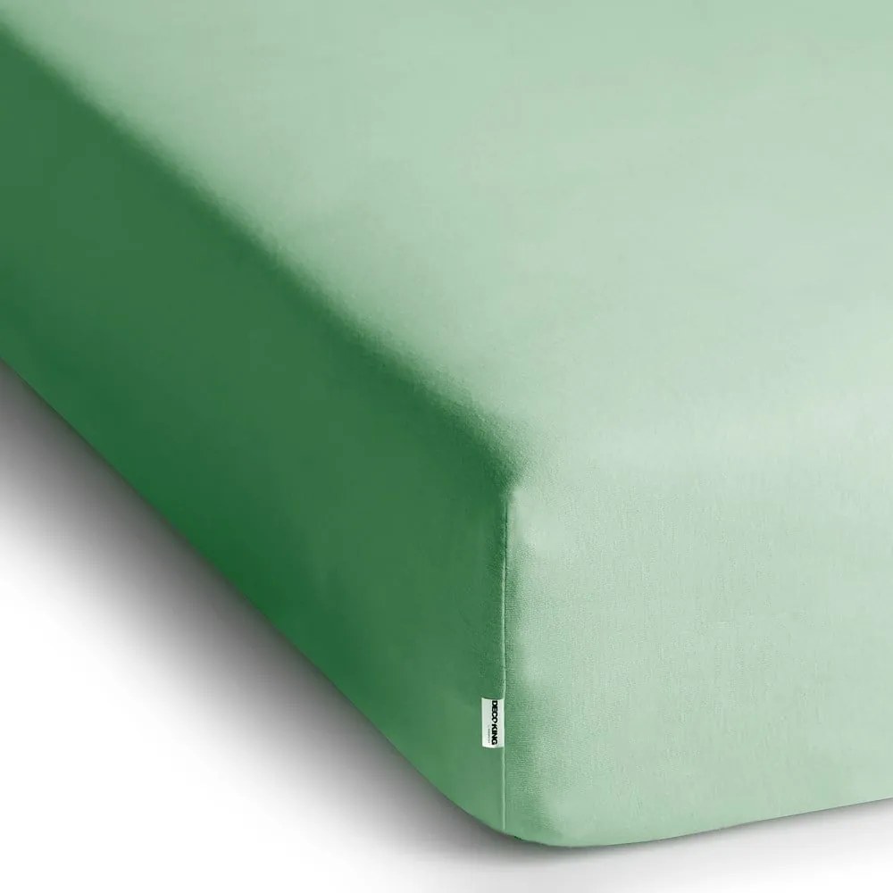Cearceaf verde deschis din jerseu cu elastic 90x200 cm Amber – Restilo