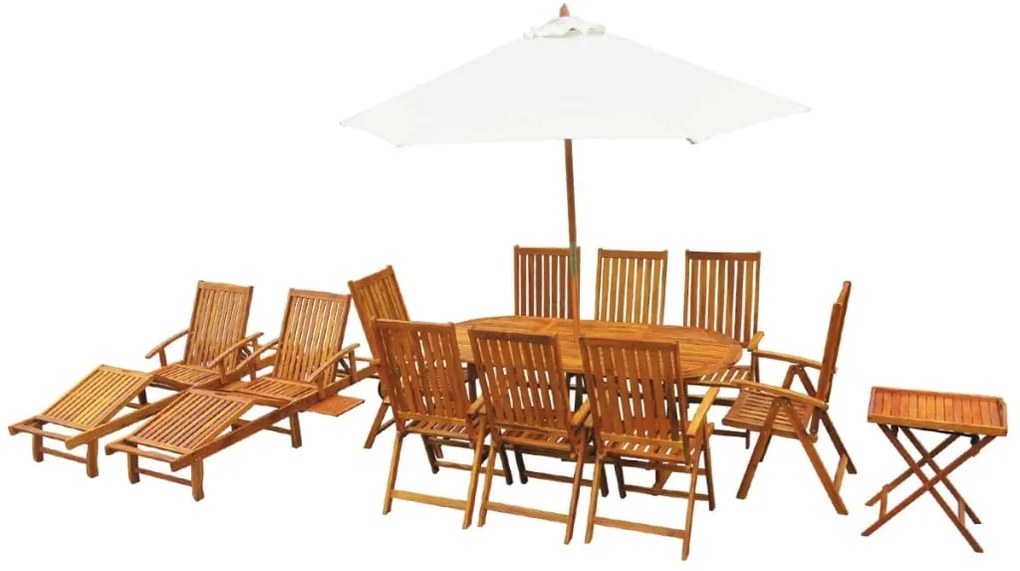 43550 vidaXL Set mobilier de exterior, 13 piese, lemn masiv de acacia