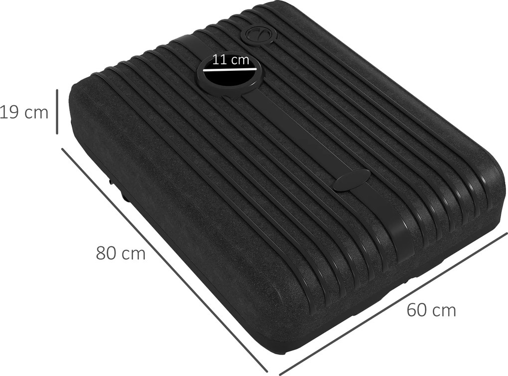 Outsunny Bază pentru Umbrelă din Plastic cu Consolă cu 2 Roți și Mâner, 80x60x19 cm, Negru | Aosom Romania
