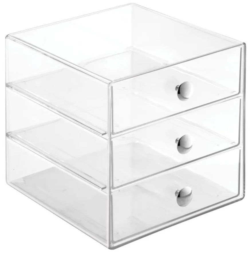 Organizator transparent cu 3 sertare InderDesign Drawers, înălțime 16,5 cm