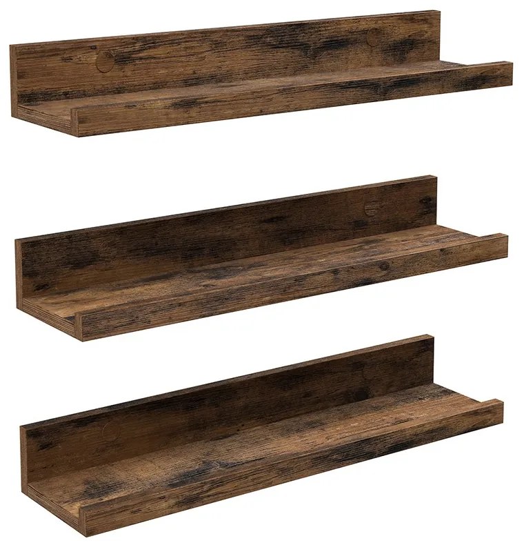 Set de 3 rafturi de perete din lemn