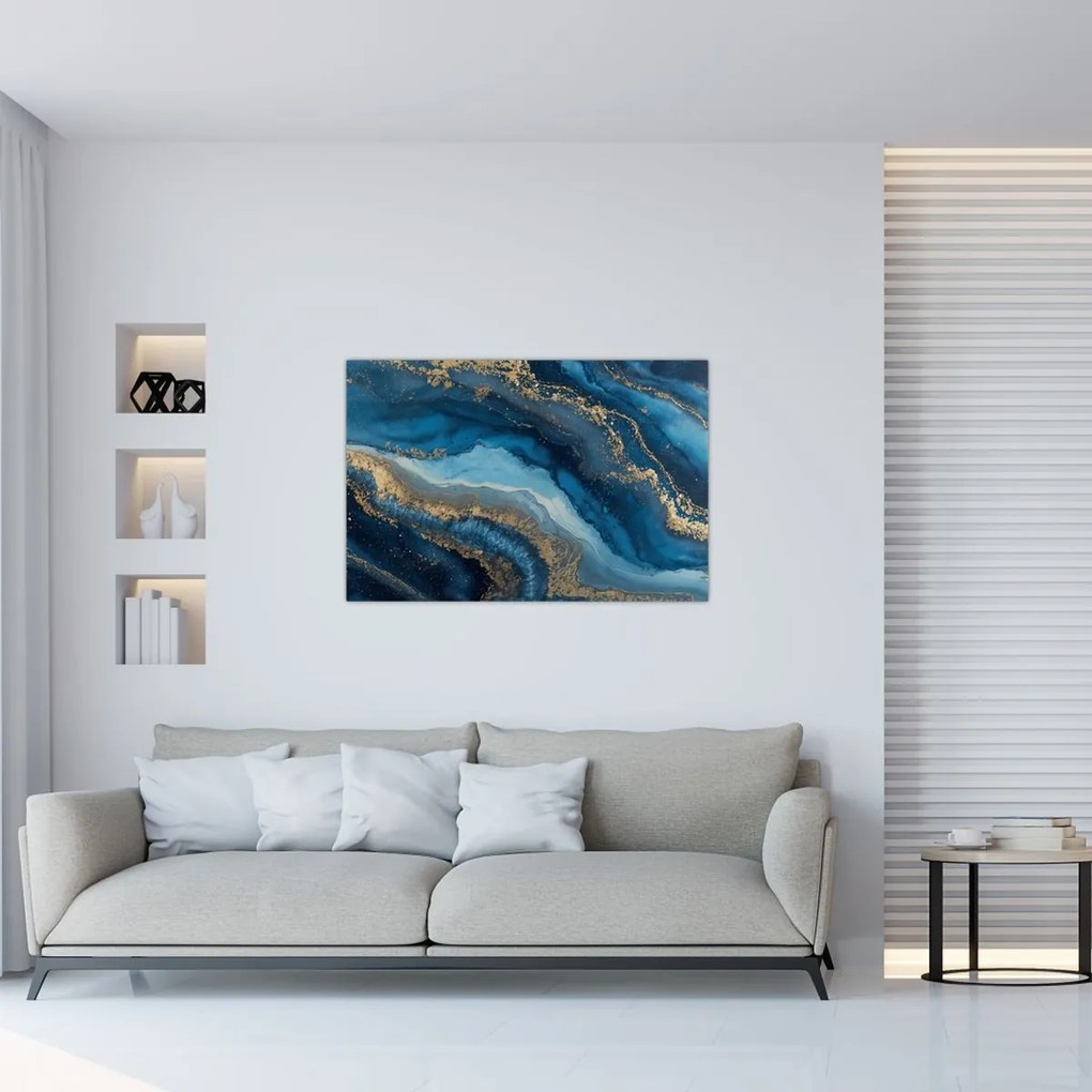 Tablou - Abstracție marmură albastră (90x60 cm)