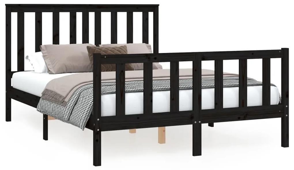 3188210 vidaXL Cadru de pat cu tăblie, negru, 140x200 cm, lemn masiv de pin