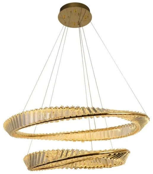 Lustră LED dimabilă pe cablu LED/90W/230V 3000-6500K auriu/crom + telecomandă