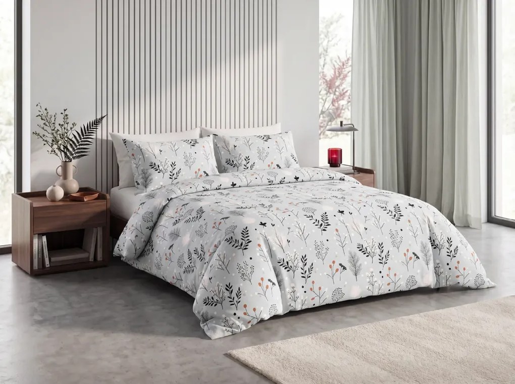 Lenjerie de pat din flanel FROST BOTANIC gri deschis Dimensiune lenjerie de pat: 70 x 90 cm | 140 x 200 cm