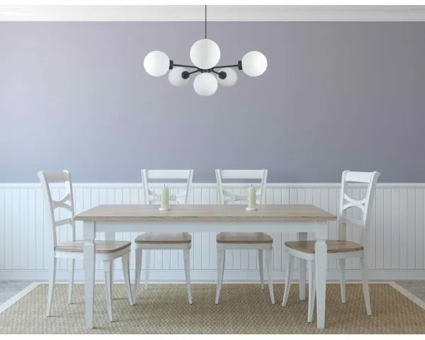 Lustră pe cablu KALIOPE 6xE14/50W/230V negru/alb