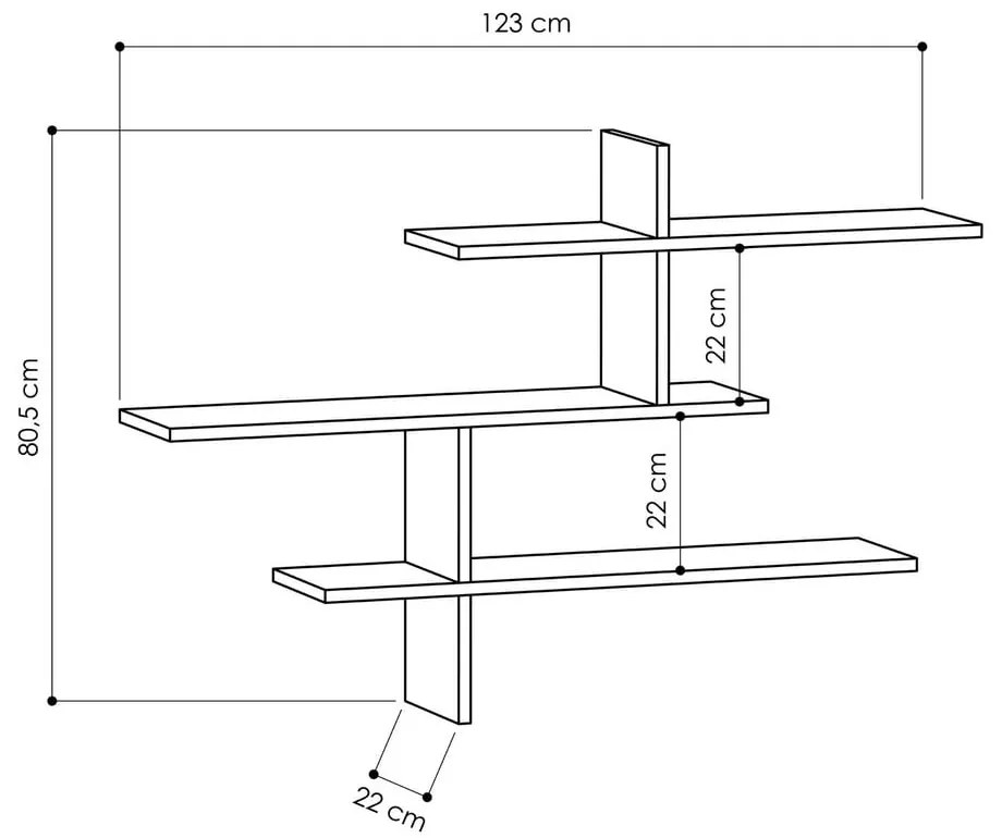 Raft în culoare naturală etajat cu aspect de lemn de stejar 123 cm Leo – Kalune Design