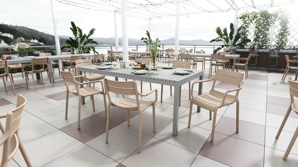 MAZZONI EXPORT LUSSO Bej - SCAUN MODERN DE BUCĂTĂRIE GRĂDINĂ CAFENEA (STIVUIT)