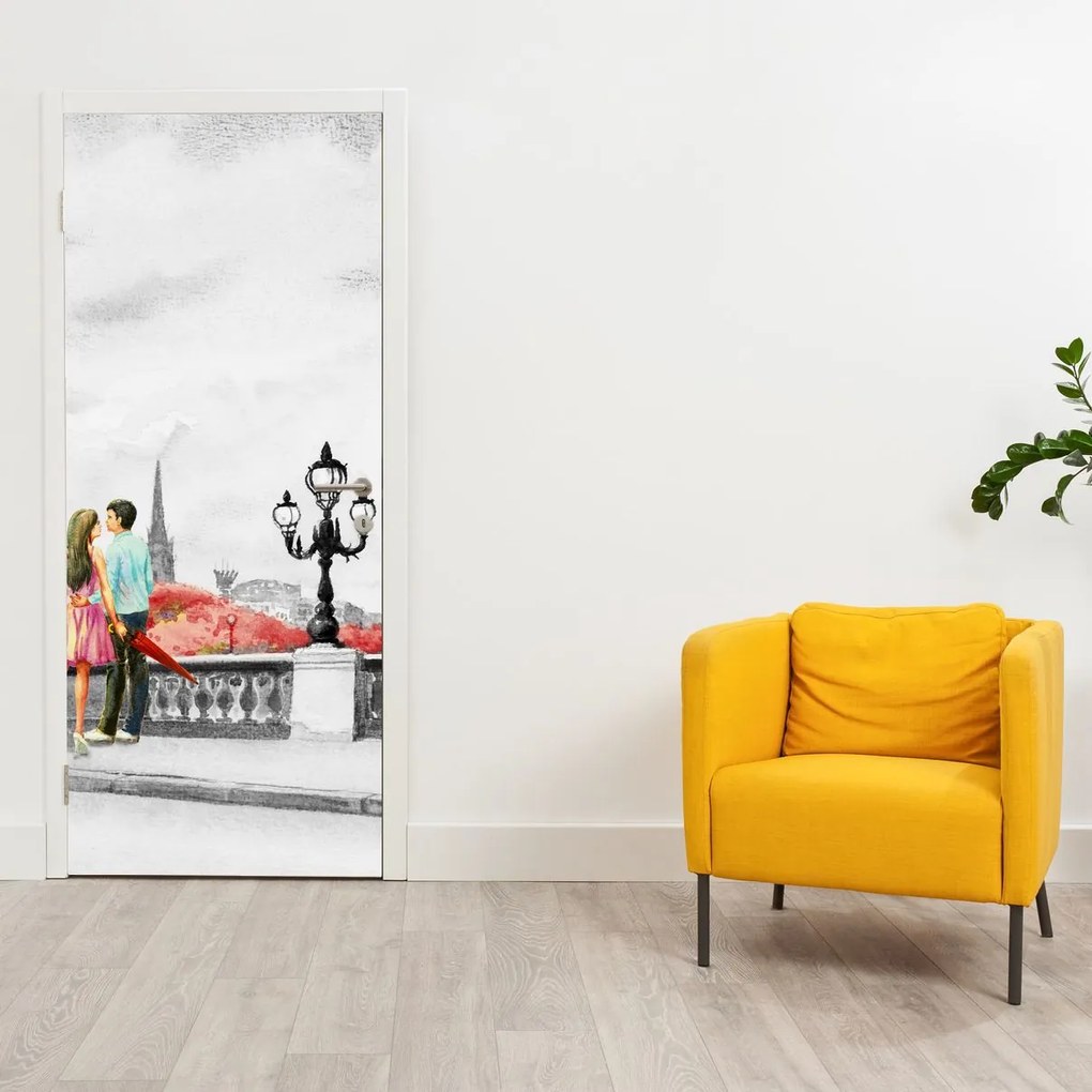 Fototapet pentru ușă - Îndrăgostiții în Paris (95x205cm)