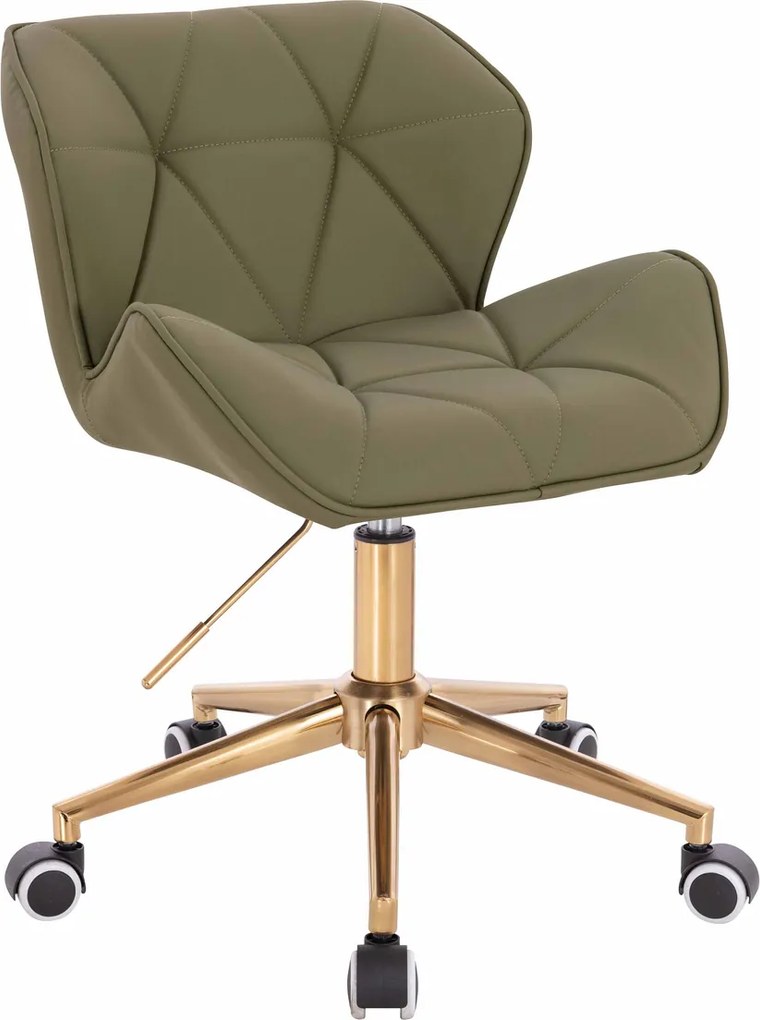 HR111K Scaun Khaki Piele Ecologica Premium Soft cu Bază Aurie