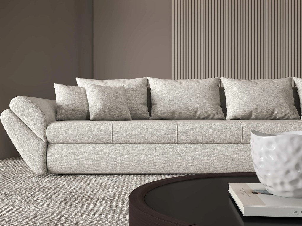 Colțar extensibil dumonde cu ladă de depozitare si sezut confortabil din spuma high-density, Loana XL Enjoy Beige II 335x185 cm