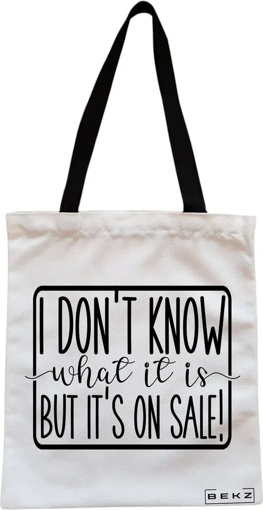 Sacosa de Panza pentru Cumparaturi, Geanta Tote, model I don’t know what it is, but it's on sale!, Cu fermoar, 38x34.5 cm, Alba, BEKZ®
